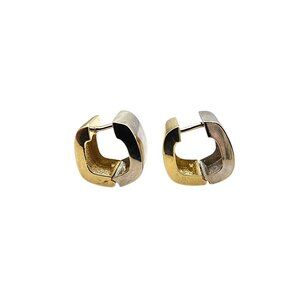14K Yellow and White Gold Two-Tone Wide Hoop Earrings #22717